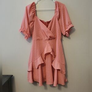 Mi ami for Francesca Pink Ruffle Dress with a Puff Sleeve Size Large